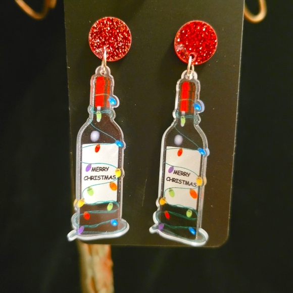 Jewelry - 2/$20 X-Mas Resin Wine Bottle Earrings